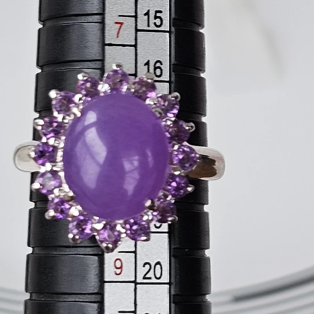 Vintage Purple Jade & Amethyst Sterling Silver Ring Size 8! - Picture 6 of 6